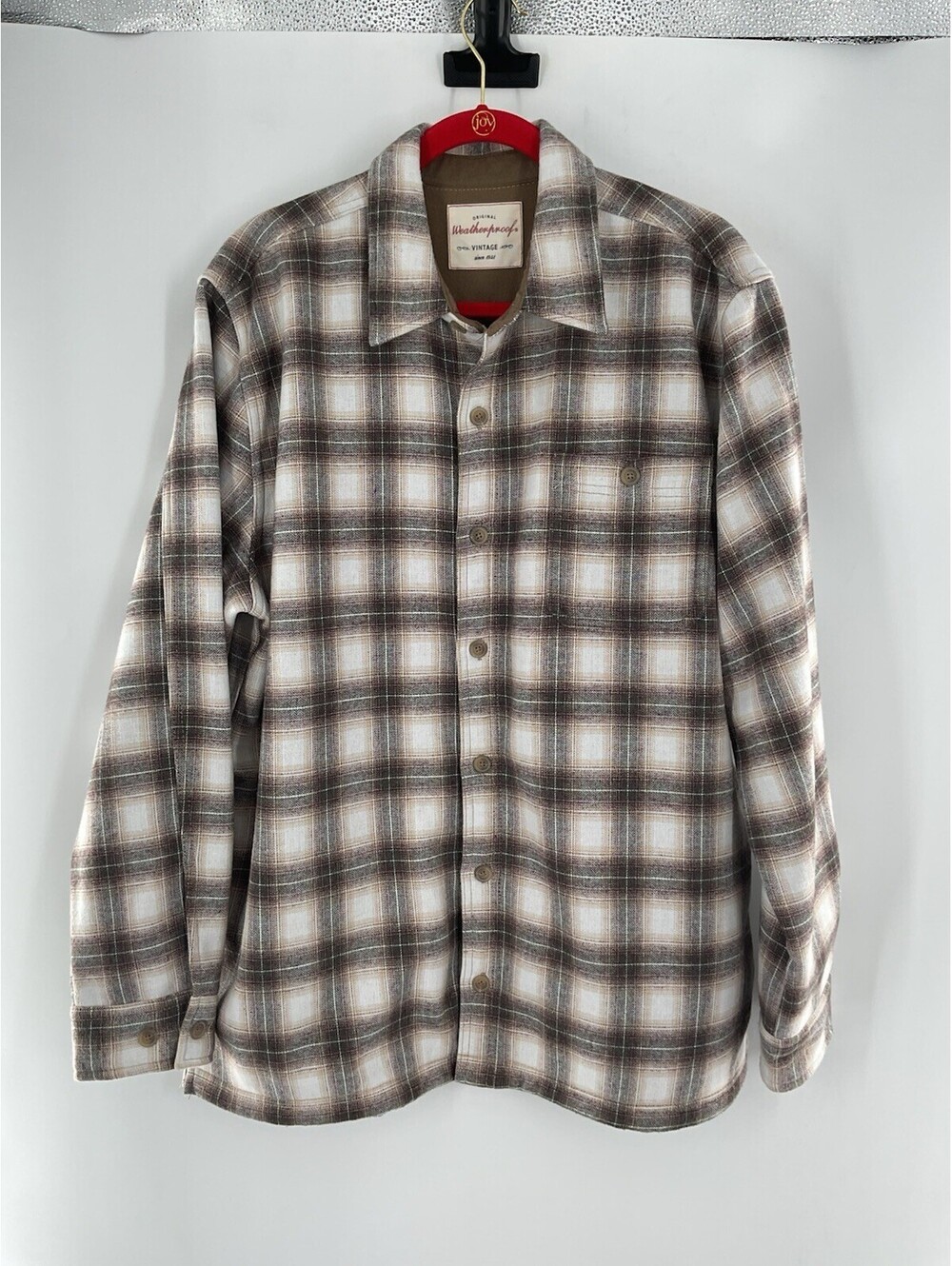 Original Weatherproof Vintage L Men’s Flannel Fleece Lined Button Up Shirt 145